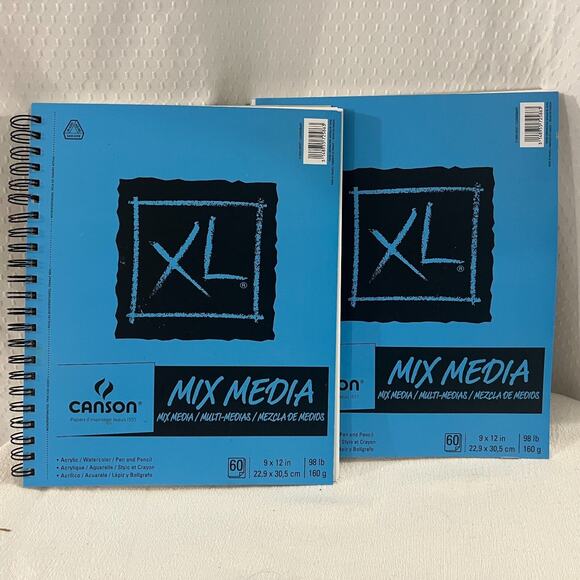 Lot of 2 - XL Series Mix Media Canson Pad Side Wire (9x12 inches, 60 Sheets) - Picture 1 of 4